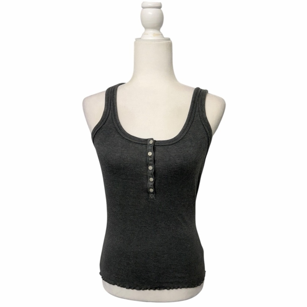 Aerie Dark Gray Buttoned Tank Top